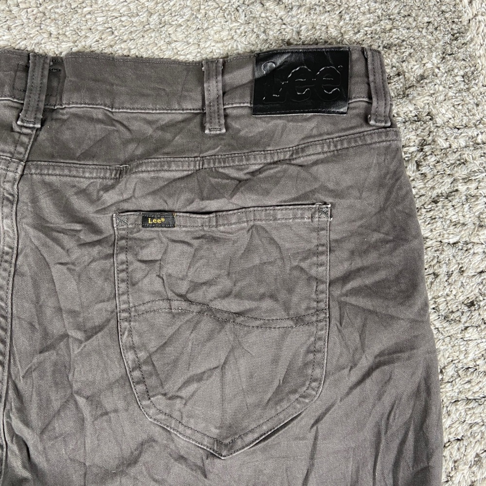 Lee 5-Pocket Twill Pant Men 42x30 Grey Straight Leg Stretch Casual Workwear